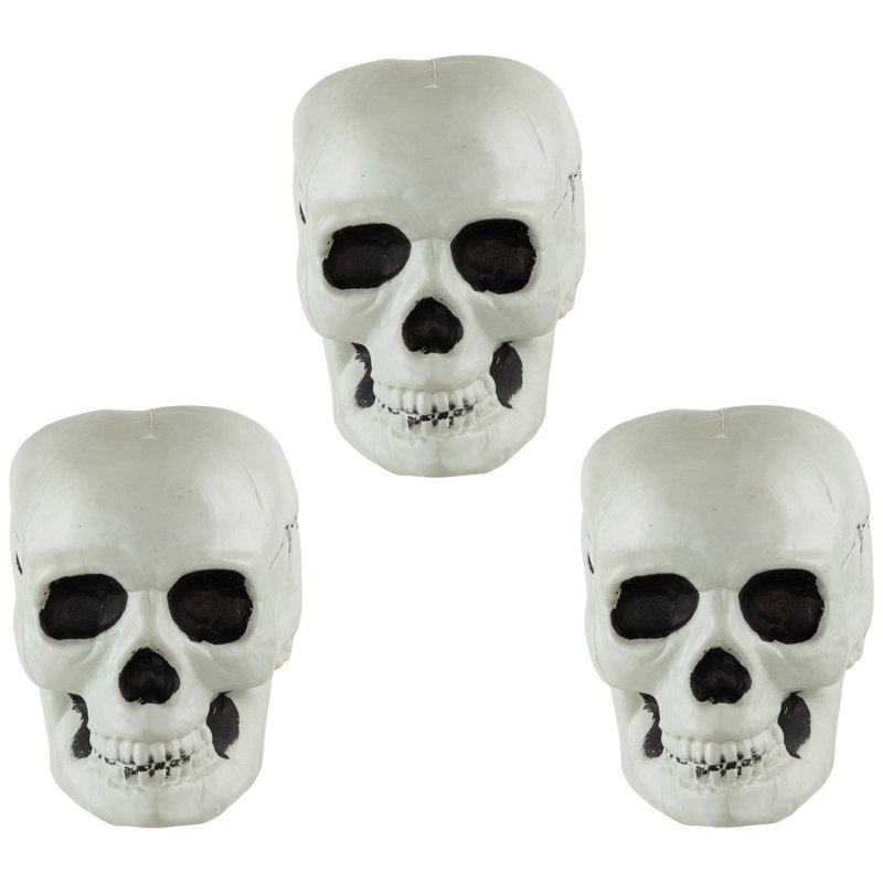 Bag Of Skulls Halloween Decorations - 6" - Set Of 3