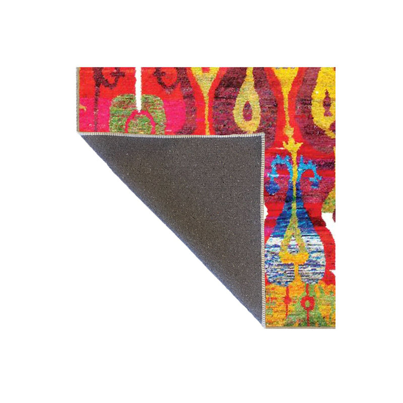 Red Tone Flowing Motif Decorative Woven Base Rug, Runner 3'3" x 9'10" Rug Pad Included