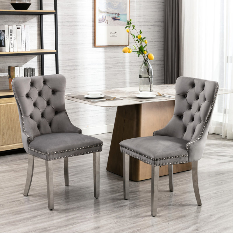 Chaise de salle à manger Modern, Gris, Argent argent