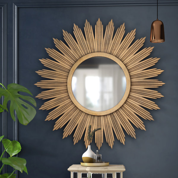 Mid century american shaped wall mirror with brown metal lattice frame and  gilt detailing