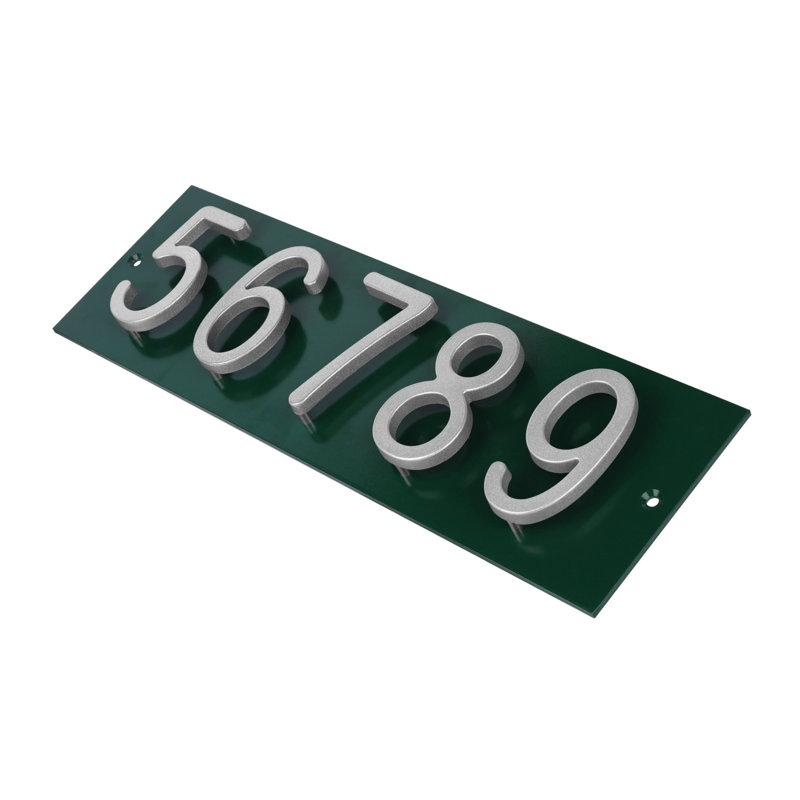 Plaque d'adresse horizontale Amgo Floating Modern, Argent argent, Vert, Oui