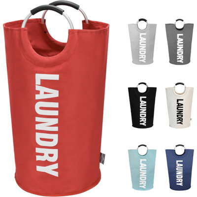 Grand panier à linge 90L, sac à linge pliable, grand panier à linge autoportant, panier à linge pliable (rouge)