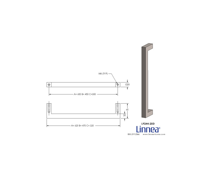 Poignée d'électroménager 23 5/8 po CTC, Acier inoxydable satiné, 23 5/8"