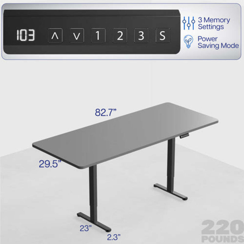 Vivo Electric Dual Motor Standing Desk, 82.7" W, Black, Black