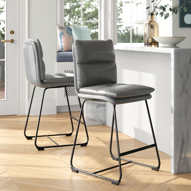 Tabouret de bar et de comptoir Volana, Tabouret de comptoir (siège d'une hauteur de 26,5, gris
