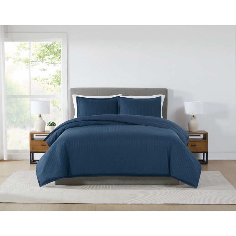 Ensemble de housse de couette Royal Velvet Olivia, Housse de couette pour grand lit et 2 taies décor, Marine