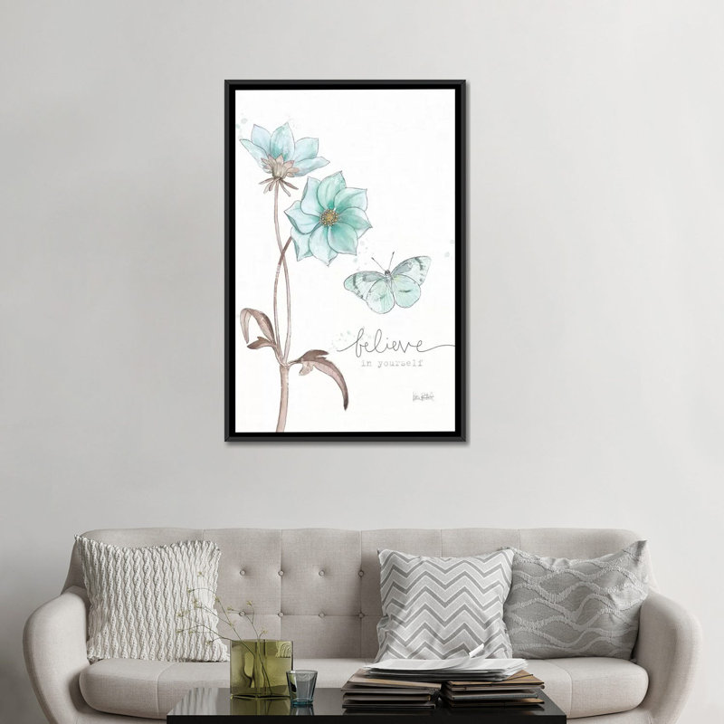 «Bits Of Blue II», reproduction sur toile tendue, H 26 po x l 18 po x P 1,5 po, Toile avec cadre noir, Pas de tapis