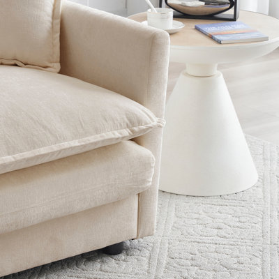 Upholstered Large Size Deep Seat 2-Seat Sofa with 2 Armrest Pillows and 2 Toss Pillows,Suitable for Living Room and Bedroom, Club Multiple Occasions,L