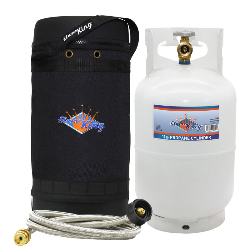 Flame King Gas Hauler Pro Kit Insulated Protective Carry Case, 10LB Propane Tank & 5-FT Adapter Hose