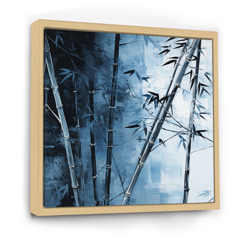 Serenity In Blue Bamboo Forest - impressions sur toile de bambou_106644, H 16 po x l 16 po x P 1 po, Cadre naturel flottant