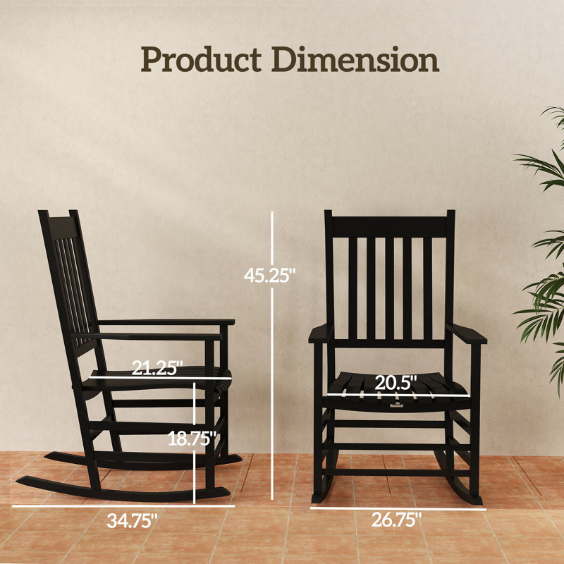Chaise berçante d'extérieur, chaise berçante de patio à courbes lisses, chaises berçantes en bois haute densité