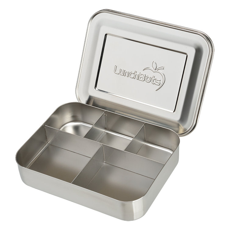 Stainless Steel Lunch Box, 3 Compartment Snap-On, 24 oz