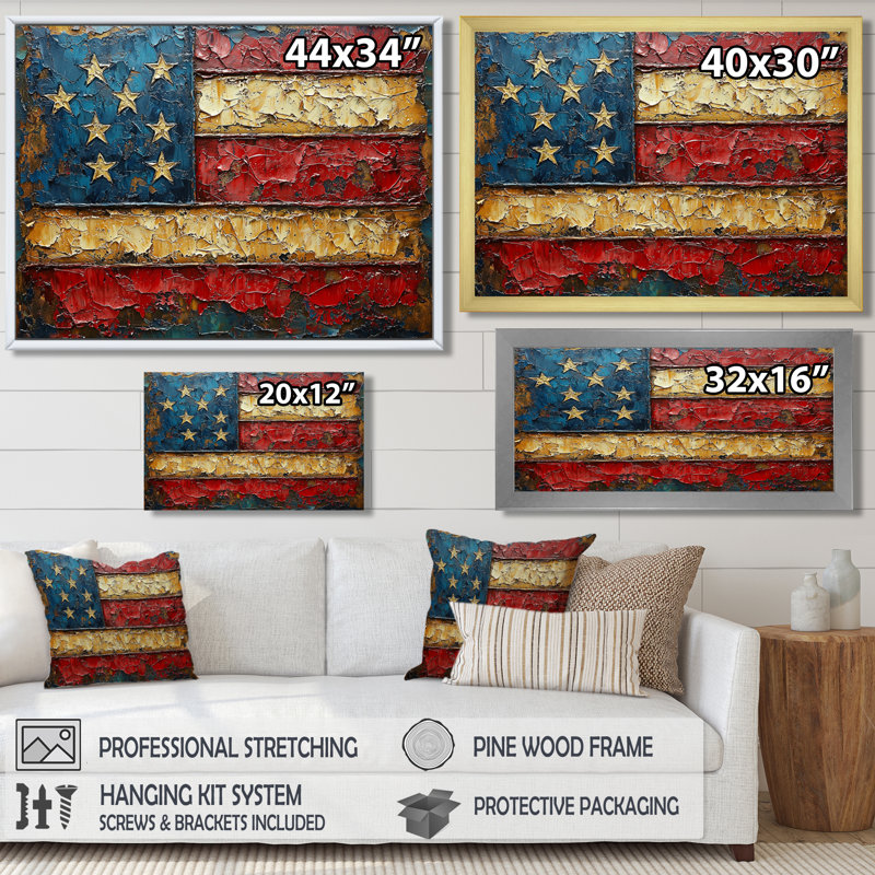 Art sur toile Kulwinder - USA Patriotist, Reproduction d'une seule photo avec cadre, H 30 po x l 40 po, Noir