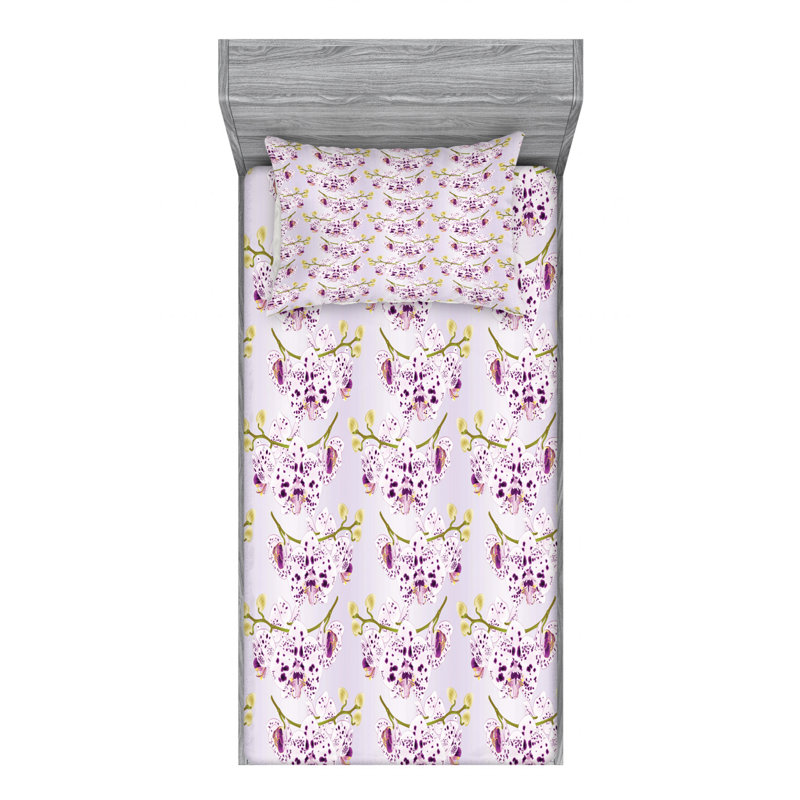 Microfiber Floral Fitted Sheet, Twin XL Fitted Sheet with 1 Pillowcase