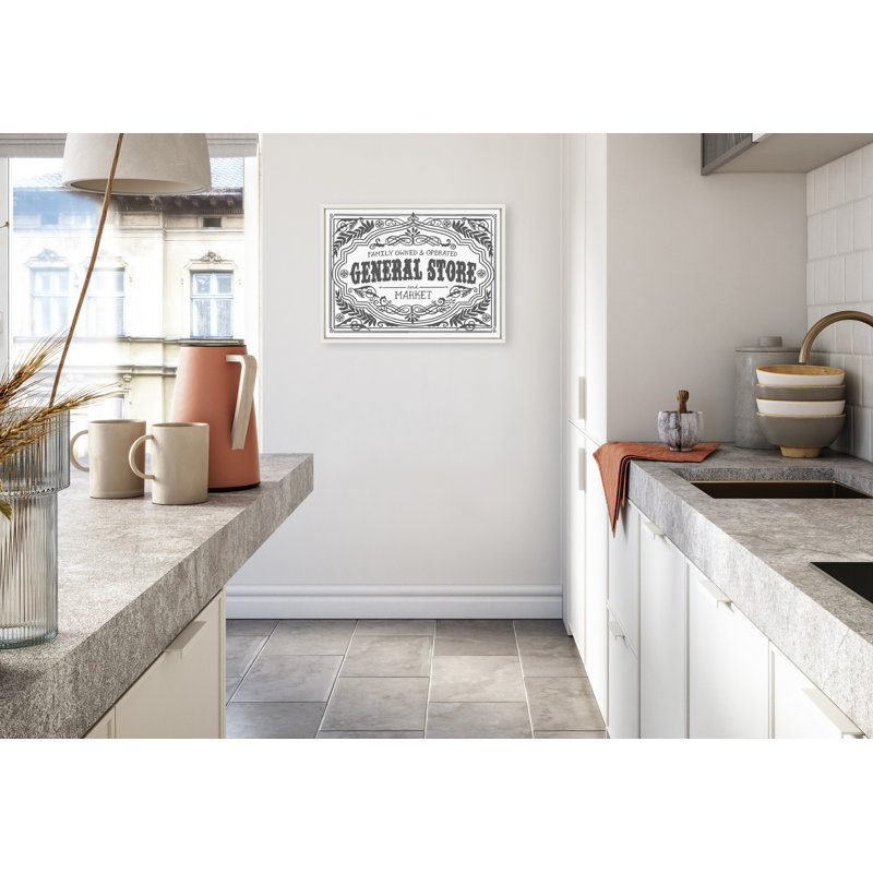 General Store Family BW by Border Bloom Framed Canvas Wall Art Print