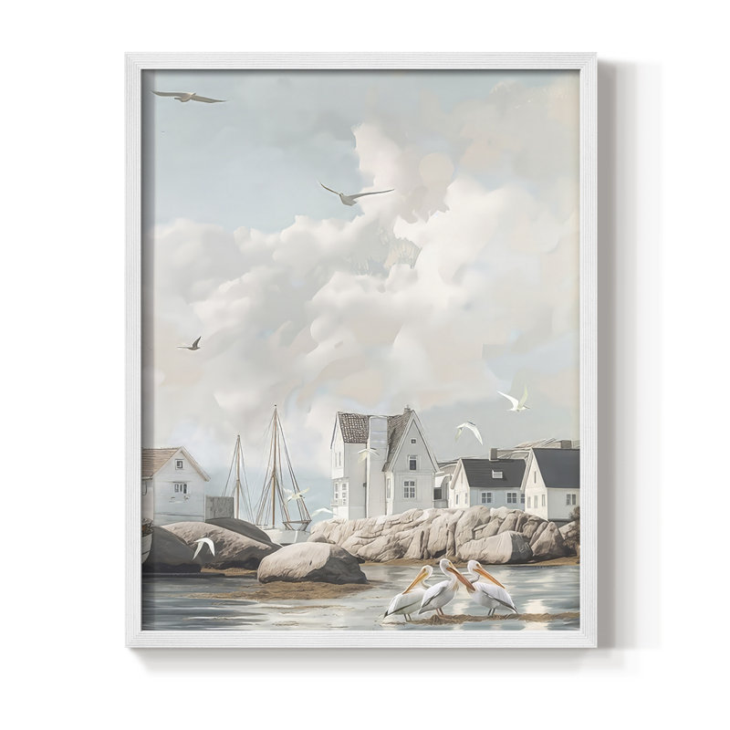 Fisherman's Way IV, reproduction encadrée - bois massif, H 15 po x l 12 po, White