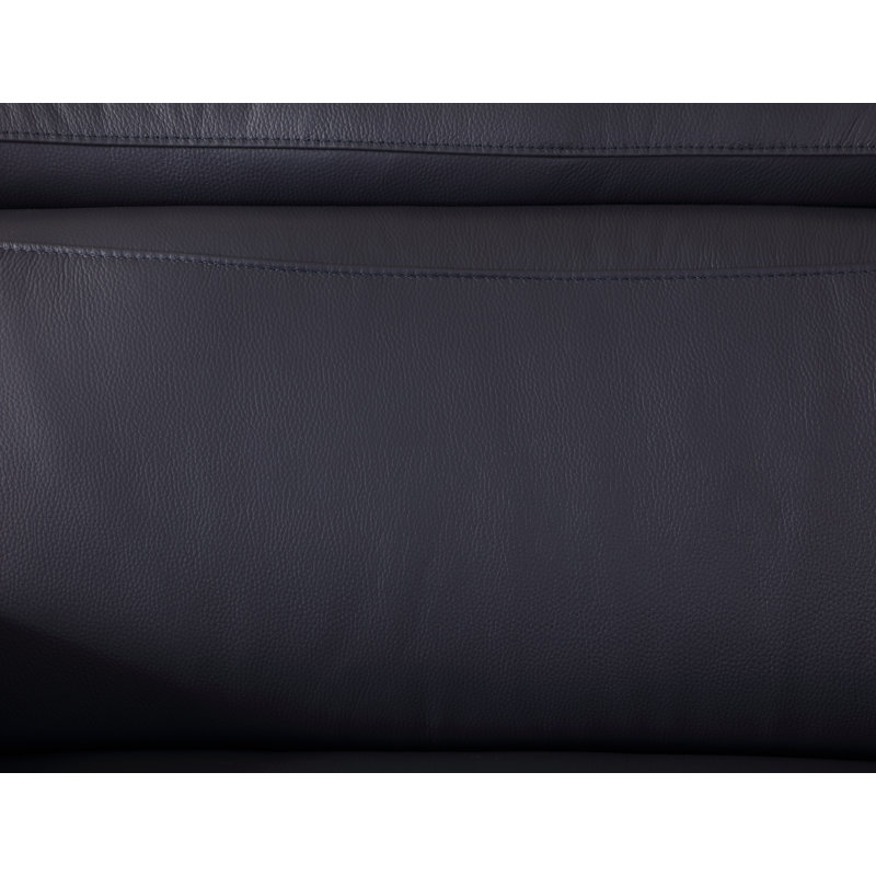 Navy Loveseat with Adjustable Headrest in Genuine Leather, Navy Genuine Leather
