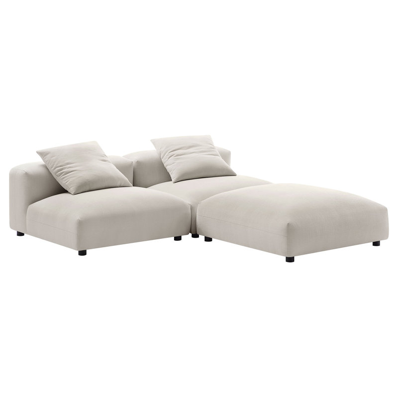 Solace 3-Piece Modular Upholstered Fabric Sectional Sofa, Salt Fabric