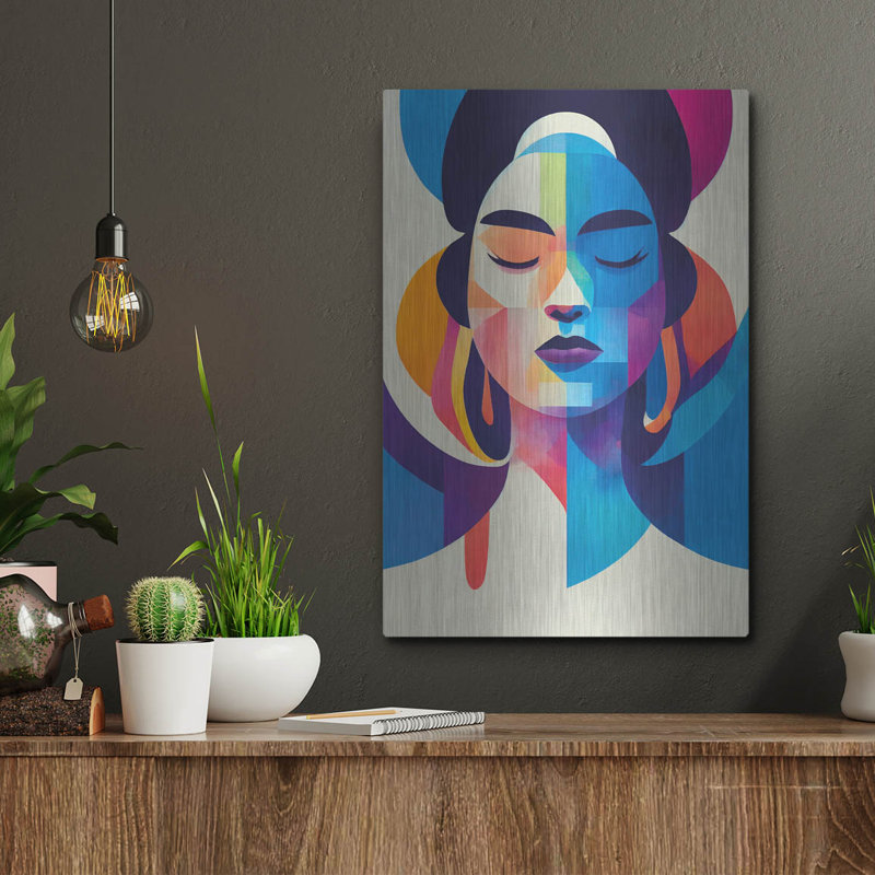 Mur en métal Wrought Studio ™ «Portrait coloré» par Design Fabrikken, H 16 po x l 12 po