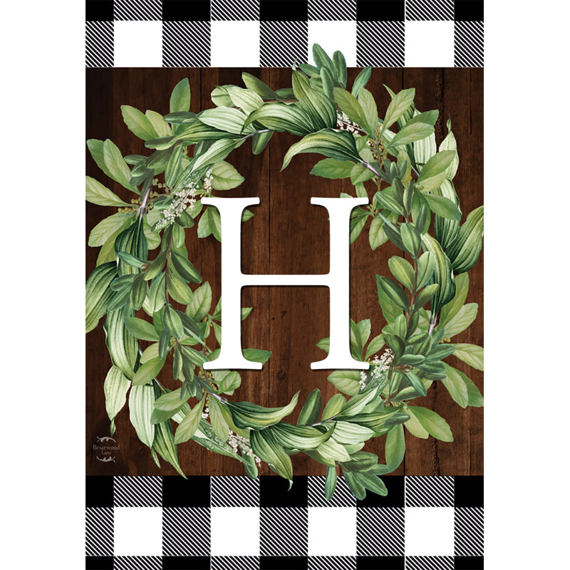 Wreath Monogram H Garden Flag