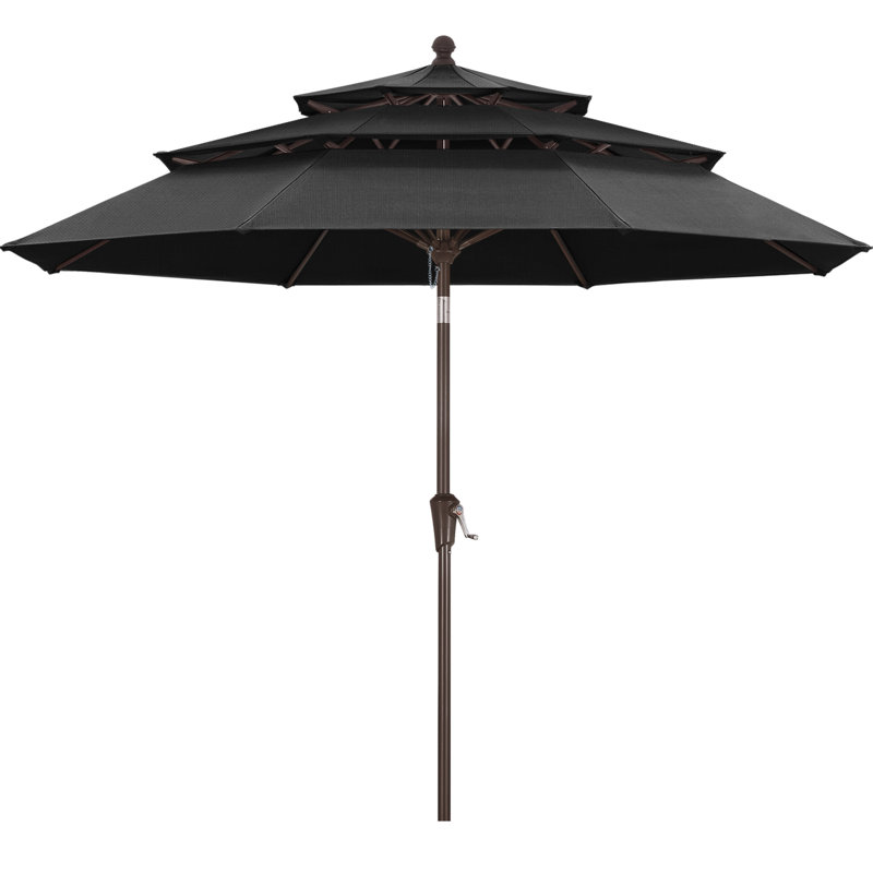 Parasol de marché à 3 niveaux en oléfine de 2,74 m (9 pi), avec inclinaison et levage à manivelle., Anthracite anthracite