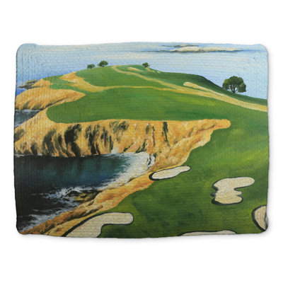 Scenic Coastal Blue Pebble Beach Golf Placemat - Home Decor