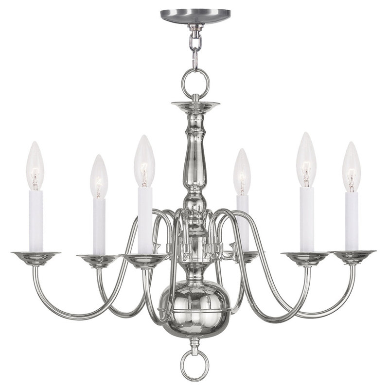 Benedetto Steel Dimmable Chandelier, Polished Nickel, 6