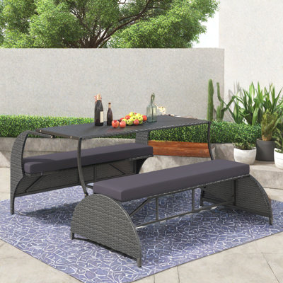Versatile Outdoor Loveseat That Converts To Four Seats And A Table