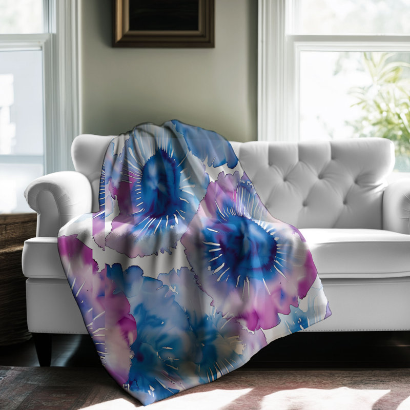 Watercolor Shibori Serenade - 1 Piece Premium Sherpa Blanket, Lit simple