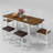 Farmhouse Style 7-Piece Dining Table Set For 4-6 People, 63" Extendable Kitchen Table Set With 4 Dining Chairs And 2 PU Upholstered Stools-2128414451