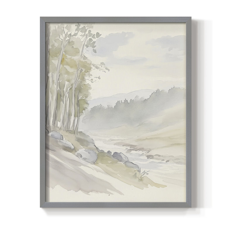 Impression abstraite encadrée CCXIV - prête à être accrochée, Gris, H 20 po x l 16 po