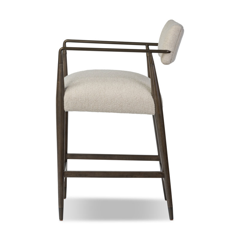 Deana Venne Stool, Charter Oatmeal/Polyester Blend, Counter Stool (27.68" Seat Height), Sierra Brown/Aged Bronze