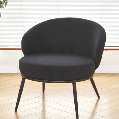 Chaise d'appoint ronde en velours, fauteuil rembourré de style moderne Mid-Century avec pieds en métal, chaise d'appoint confortable pour chambre à coucher