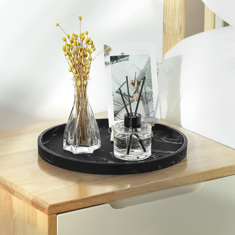 Tray, Round, 27cm W x 27cm D x 2.2cm H, Matte Ink Black
