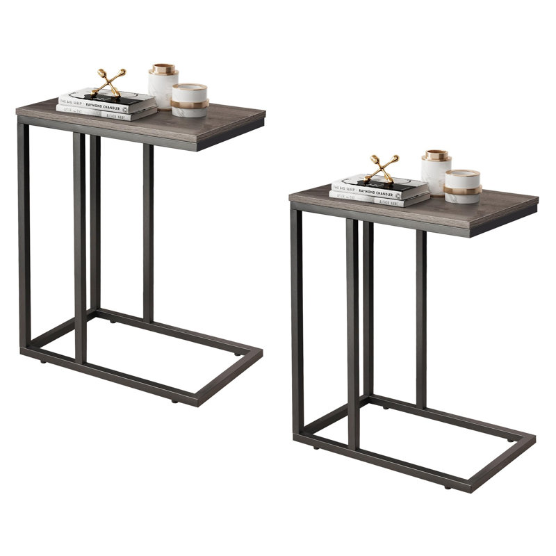 Ensemble de 2 tables d'appoint, table de bout en C pour canapé, canapé et lit