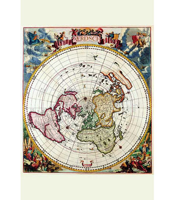 " Polar Projection Map Of The World " by Cornelis Dankertz