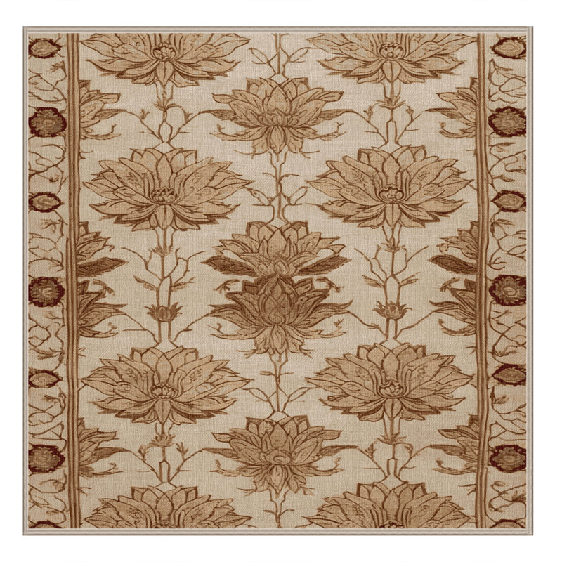 Tapis brun français lavable à la machine, Carré 5 pi