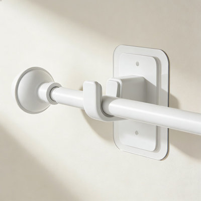 Tringle à rideaux sans perceuse avec supports adhésifs, réglable de 27 à 65 pouces, installation sans outil facile à utiliser pour les fenêtres et les portes