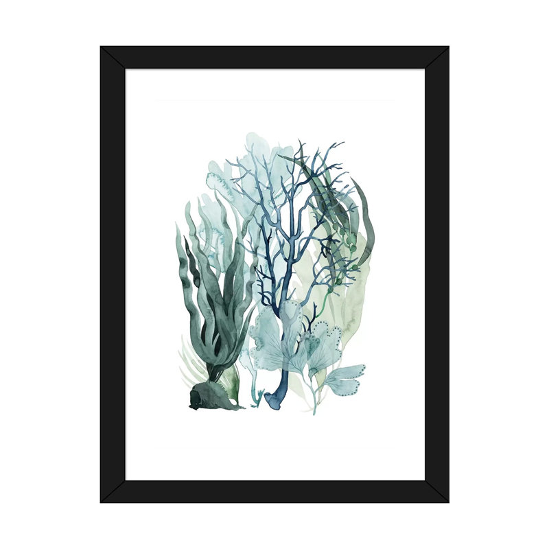 Reproduction d’art, "Sea Leaves IV" par Grace Popp, Blanc, H 24 po x l 16 po x P 1 po, Papier encadré noir