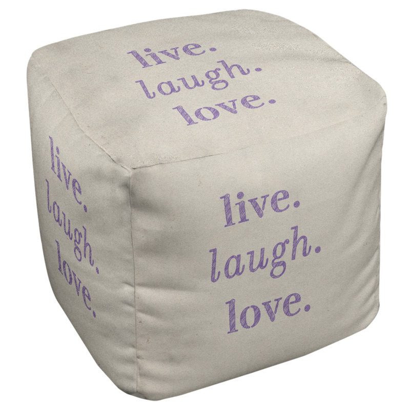 Upholstered Ottoman, White/Purple