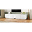 Élégant meuble télé au design arqué pour téléviseur de 80 po ou moins, table basse moderne à double usage avec 4 tiroirs, armoire de rangement multifonctionnelle avec rangement