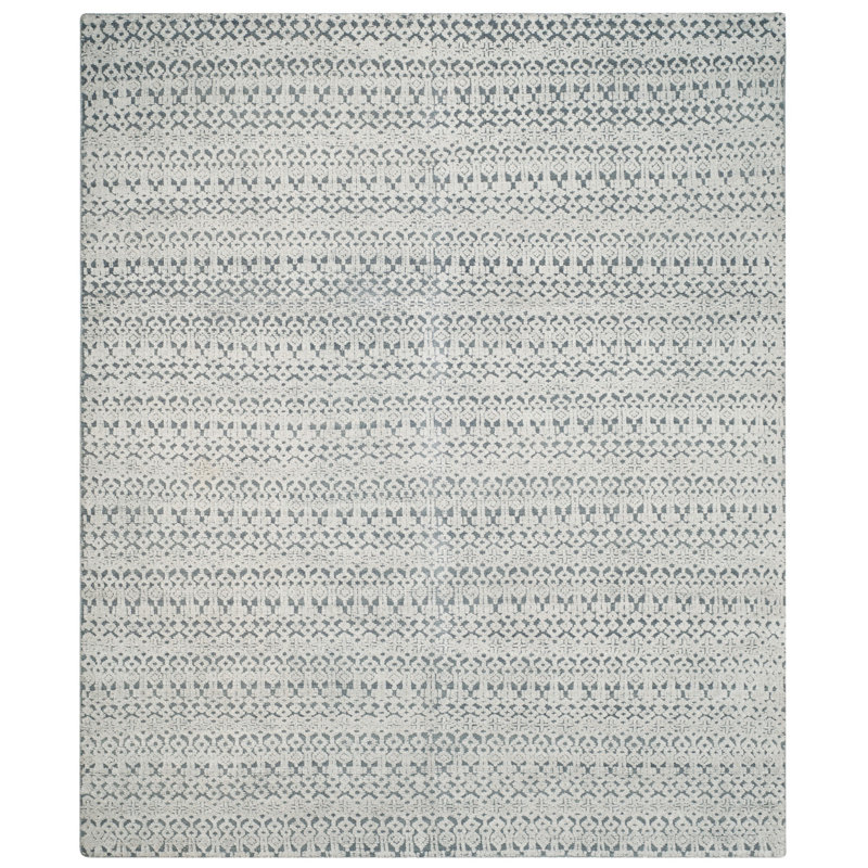 Tapis géométrique en laine noué à la main Laddonia, Rectangle 9 pi x 12 pi