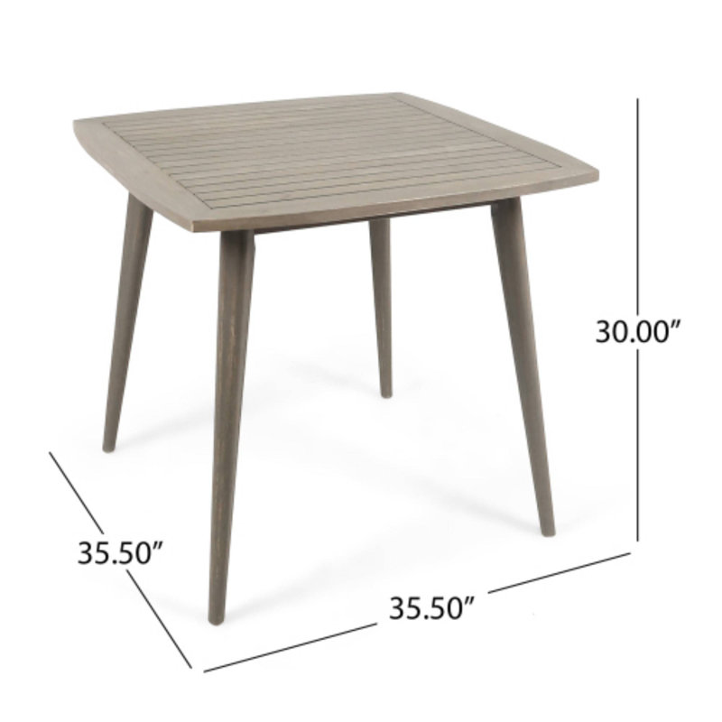 Table carrée d'extérieur avec pieds droits convenant aux rassemblements de patio et aux repas dans la cour, Gris