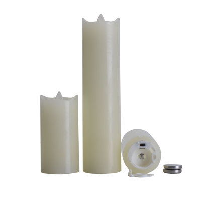 Pfaltzgraff Realistic Led Wax Pillar, Set Of 2- 3X3 Inch