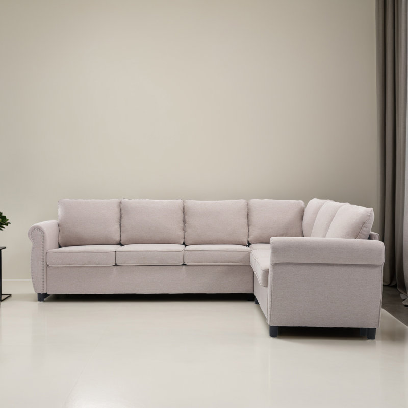 Canapé-lit modulaire avec canapé-lit en L 104,02 po, Polyester beige