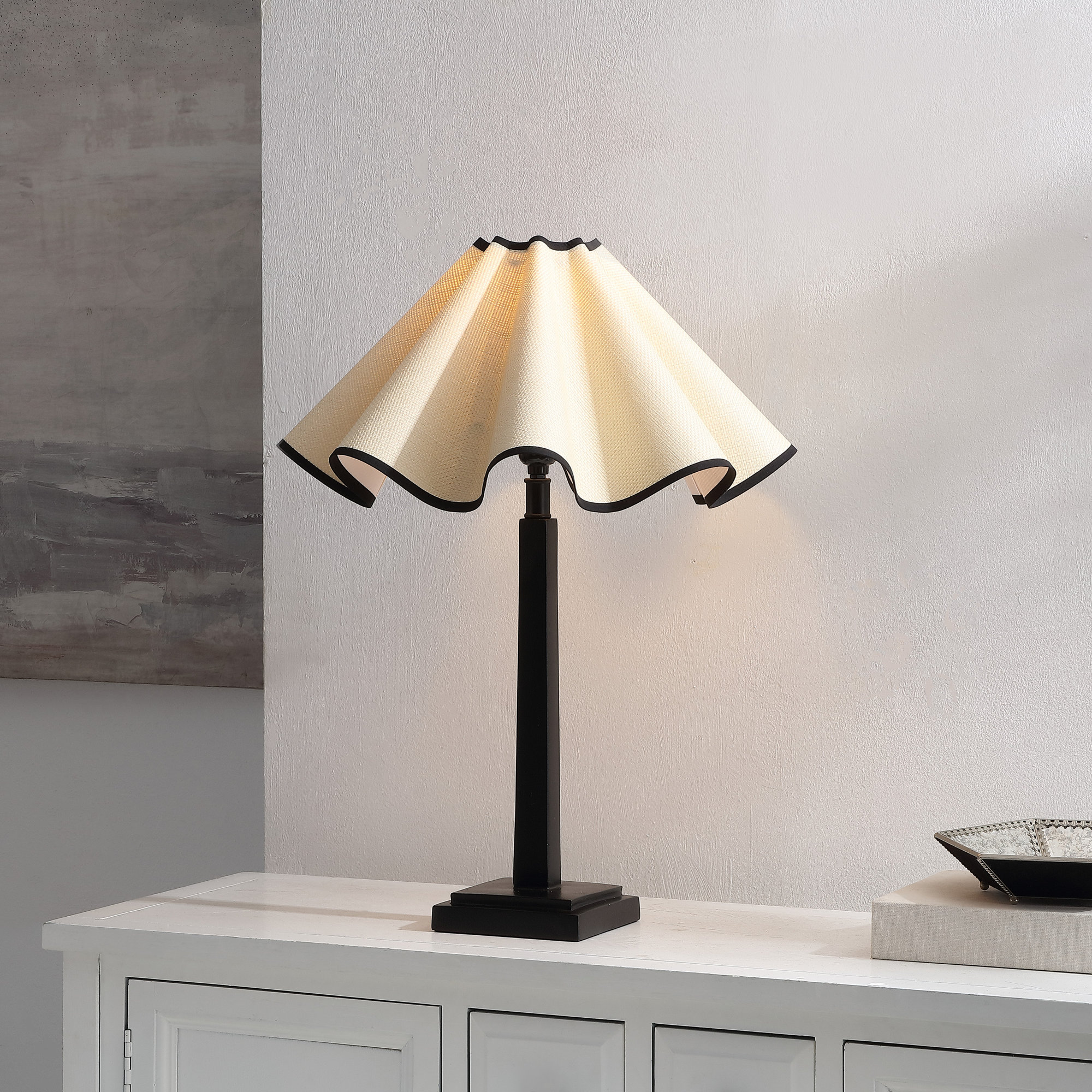 Monika 24.5" Resin and Rattan Table Lamp