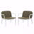 Set Of 2 Outdoor Patio Club Chair, PP White Frame With Green Cushion