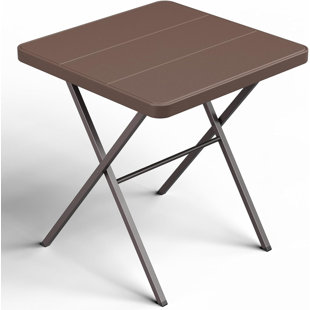 27 Inch Square Folding Table, No Assembly Portable Camping Picnic Table, Heavy Duty Steel Frame Outdoor Coffee Table, Patio Card Table for Small Spaces, RV, Parties