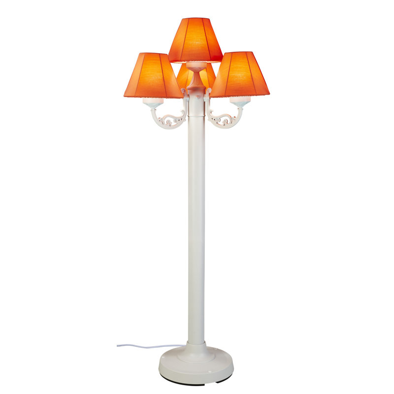 Versailles 63'' Candelabra Floor Lamp, Black, Canvas Cocoa Sunbrella® Canvas