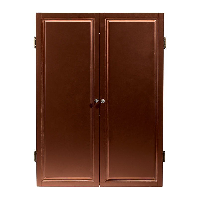 Armoire de jeu de fléchettes murale américaine avec rangement et jeu de fléchettes American Heritage Stratford, finition acajou ancien monde